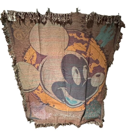 Disney Walt Disney World "Mickey" Multi Color 100% Cotton Tapestry Throw - Picture 7 of 9
